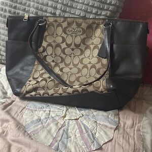 Coach Signature Brown and Tan Tote
